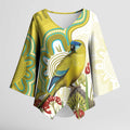 Australia Rock Parrot Kimono Sleeve Blouse Kangaroo Paws Indigenous Art - Aussie Hoodie