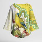 Australia Rock Parrot Kimono Sleeve Blouse Kangaroo Paws Indigenous Art - Aussie Hoodie