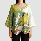 Australia Rock Parrot Kimono Sleeve Blouse Kangaroo Paws Indigenous Art - Aussie Hoodie
