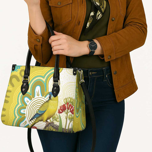 Australia Rock Parrot Leather Bag Kangaroo Paws Indigenous Art - Aussie Hoodie