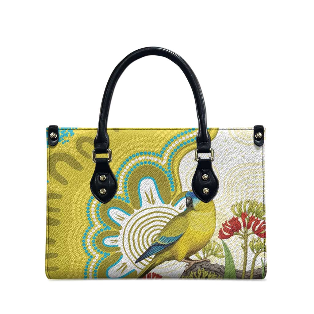 Australia Rock Parrot Leather Bag Kangaroo Paws Indigenous Art - Aussie Hoodie