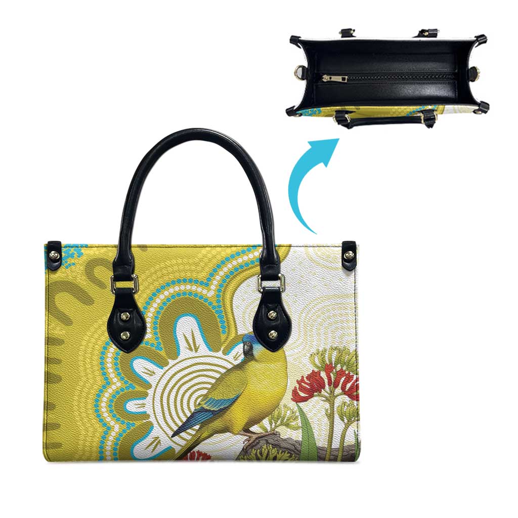 Australia Rock Parrot Leather Bag Kangaroo Paws Indigenous Art - Aussie Hoodie