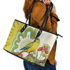 Australia Rock Parrot Leather Tote Bag Kangaroo Paws Indigenous Art - Aussie Hoodie