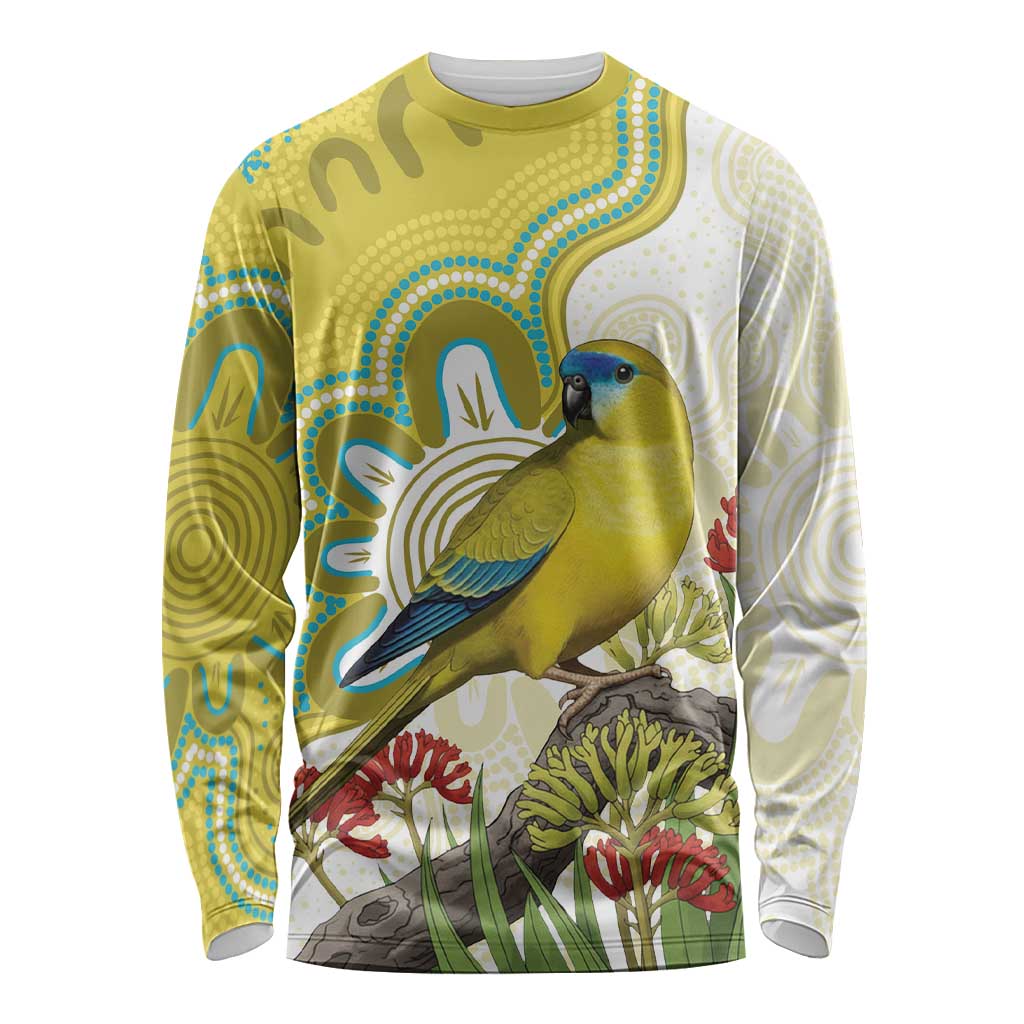 Australia Rock Parrot Long Sleeve Shirt Kangaroo Paws Indigenous Art - Aussie Hoodie