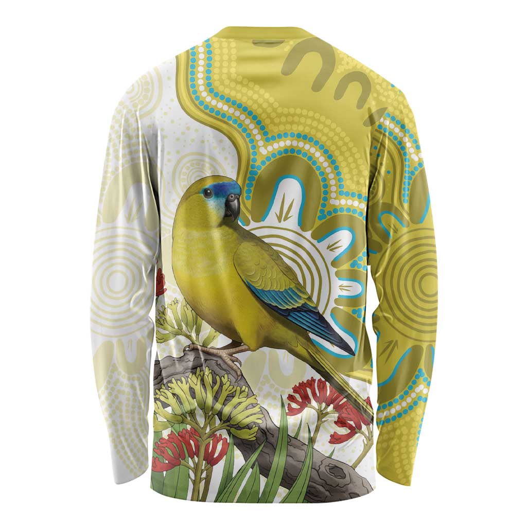 Australia Rock Parrot Long Sleeve Shirt Kangaroo Paws Indigenous Art - Aussie Hoodie