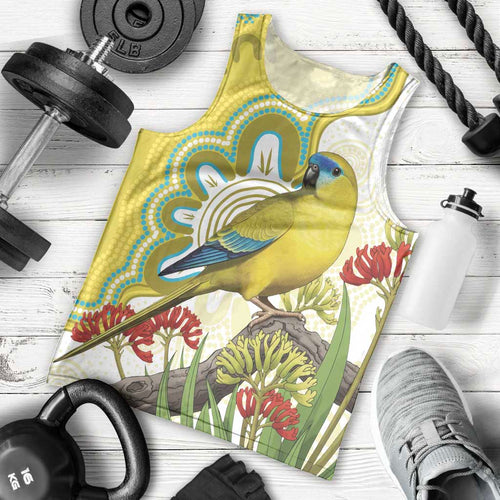 Australia Rock Parrot Men Tank Top Kangaroo Paws Indigenous Art - Aussie Hoodie
