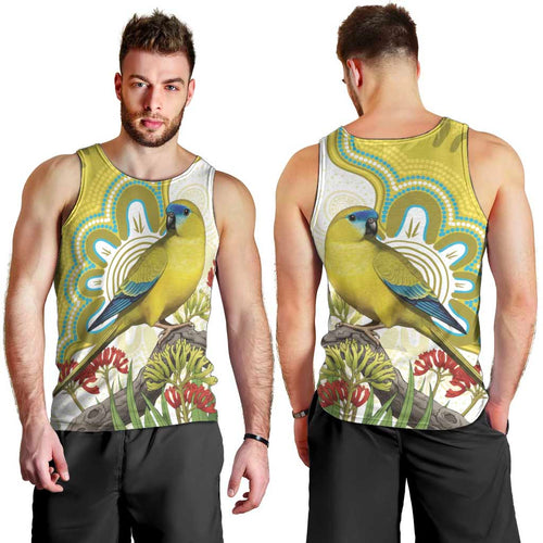 Australia Rock Parrot Men Tank Top Kangaroo Paws Indigenous Art - Aussie Hoodie