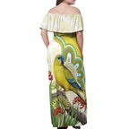Australia Rock Parrot Off Shoulder Maxi Dress Kangaroo Paws Indigenous Art - Aussie Hoodie