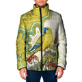 Australia Rock Parrot Padded Jacket Kangaroo Paws Indigenous Art - Aussie Hoodie