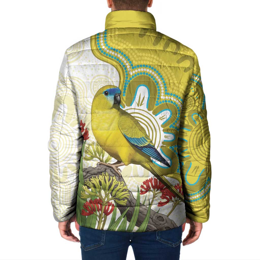 Australia Rock Parrot Padded Jacket Kangaroo Paws Indigenous Art - Aussie Hoodie