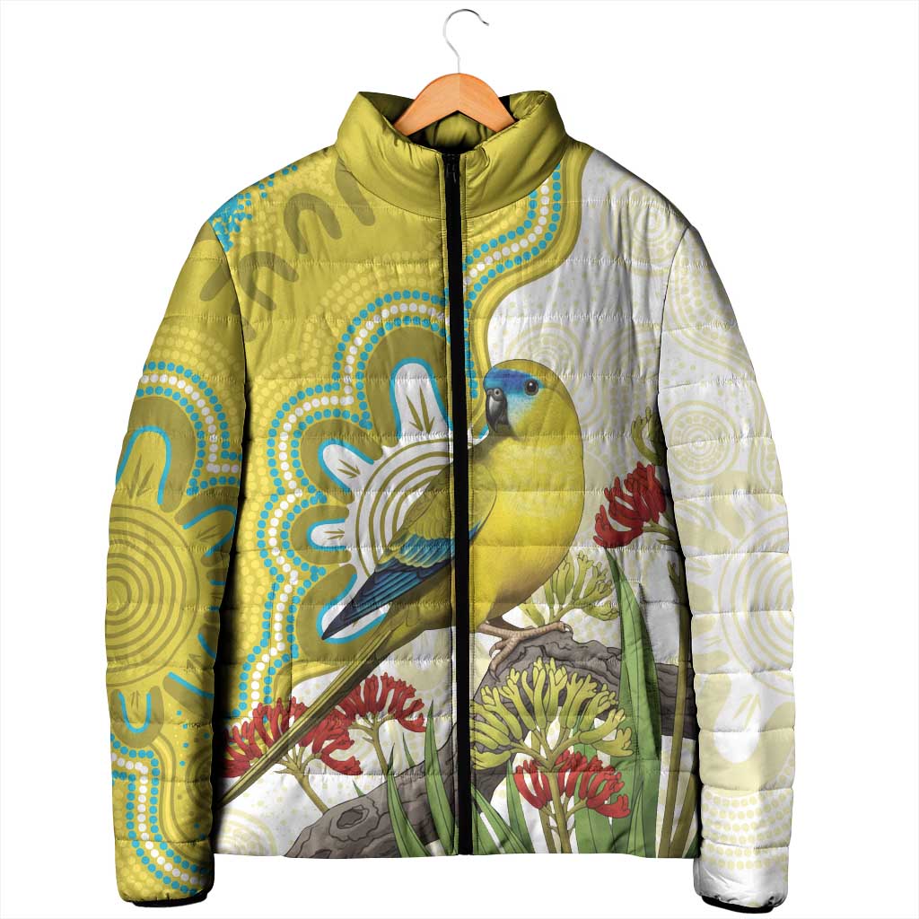 Australia Rock Parrot Padded Jacket Kangaroo Paws Indigenous Art - Aussie Hoodie