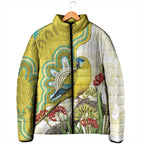 Australia Rock Parrot Padded Jacket Kangaroo Paws Indigenous Art - Aussie Hoodie