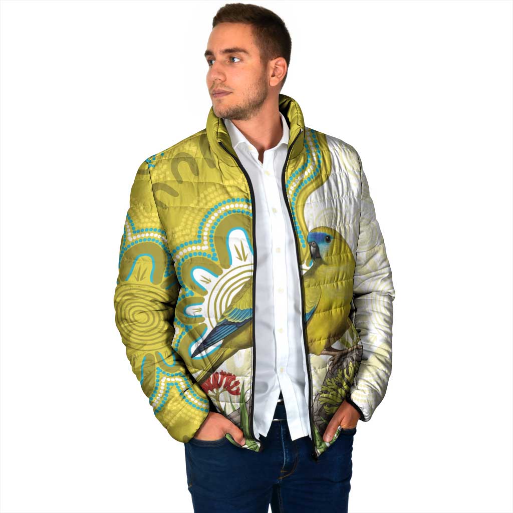 Australia Rock Parrot Padded Jacket Kangaroo Paws Indigenous Art - Aussie Hoodie