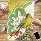 Australia Rock Parrot Puzzle Kangaroo Paws Indigenous Art - Aussie Hoodie