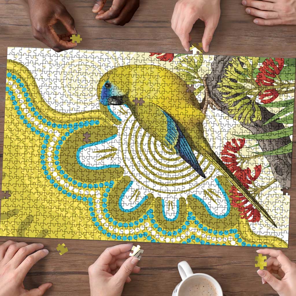 Australia Rock Parrot Puzzle Kangaroo Paws Indigenous Art - Aussie Hoodie