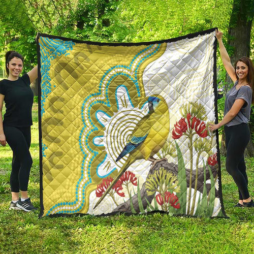 Australia Rock Parrot Quilt Kangaroo Paws Indigenous Art - Aussie Hoodie