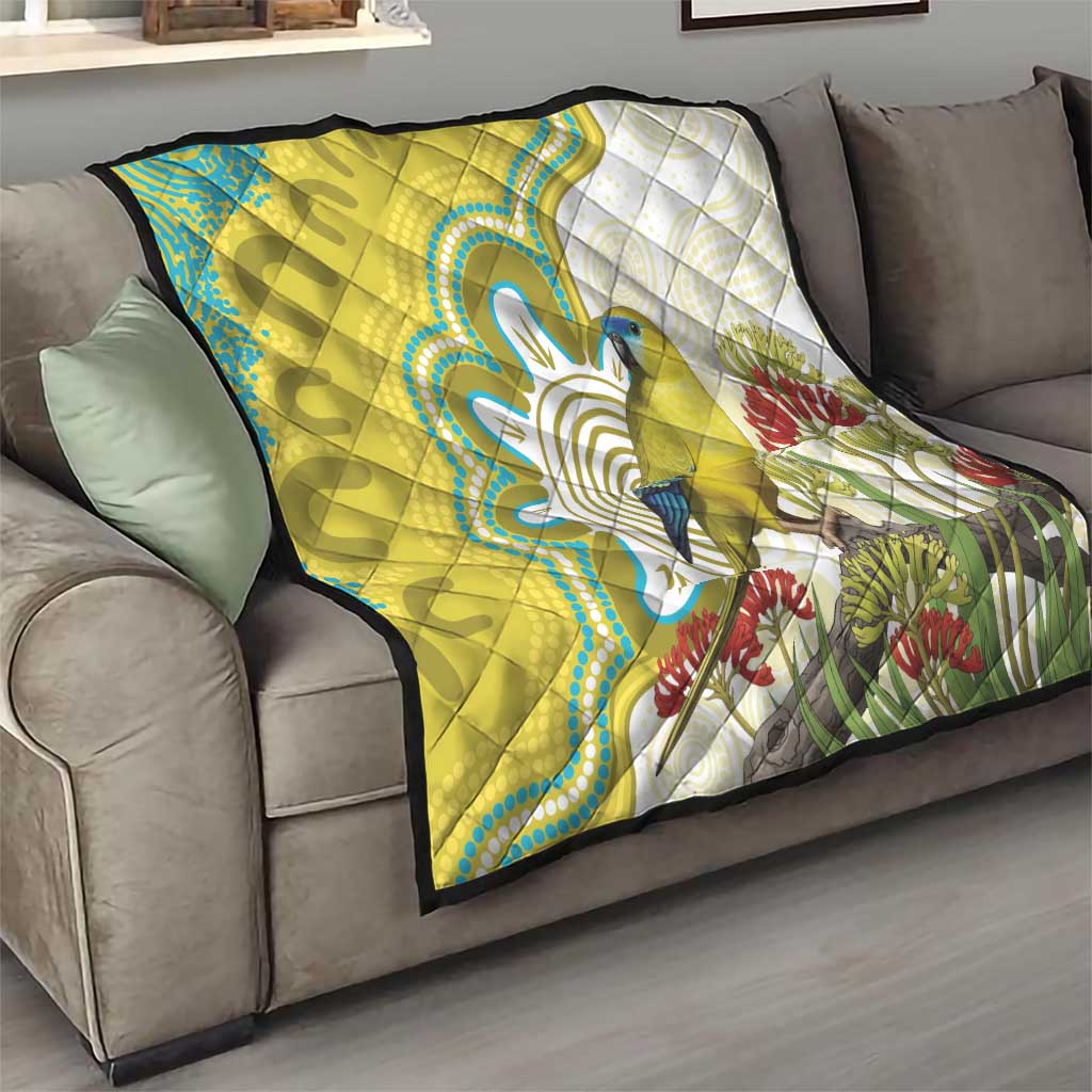 Australia Rock Parrot Quilt Kangaroo Paws Indigenous Art - Aussie Hoodie