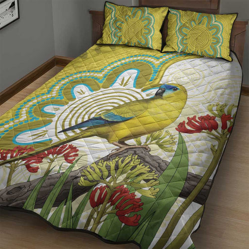 Australia Rock Parrot Quilt Bed Set Kangaroo Paws Indigenous Art - Aussie Hoodie