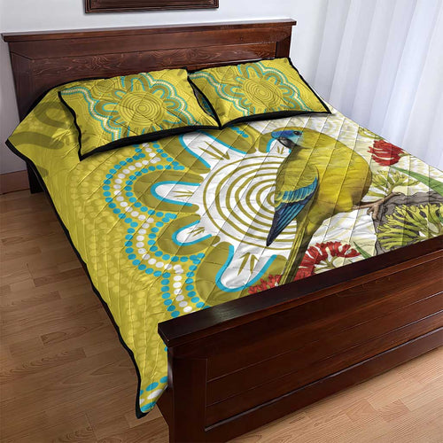 Australia Rock Parrot Quilt Bed Set Kangaroo Paws Indigenous Art - Aussie Hoodie