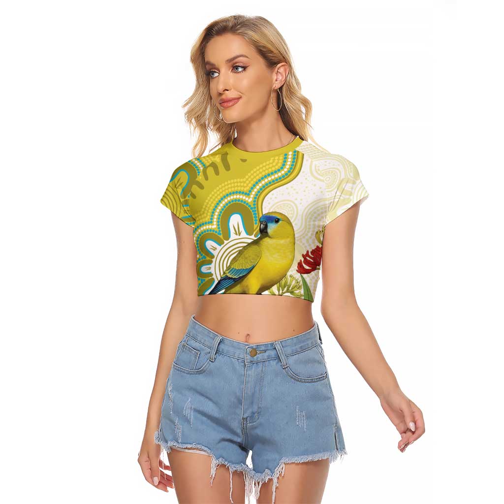 Australia Rock Parrot Raglan Cropped T Shirt Kangaroo Paws Indigenous Art - Aussie Hoodie