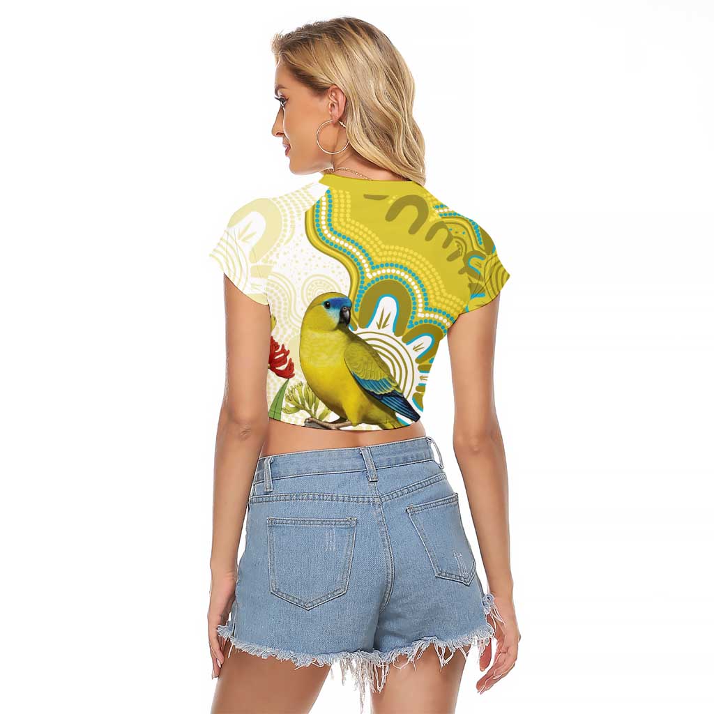 Australia Rock Parrot Raglan Cropped T Shirt Kangaroo Paws Indigenous Art - Aussie Hoodie