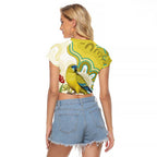 Australia Rock Parrot Raglan Cropped T Shirt Kangaroo Paws Indigenous Art - Aussie Hoodie