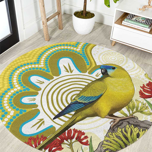 Australia Rock Parrot Round Carpet Kangaroo Paws Indigenous Art - Aussie Hoodie