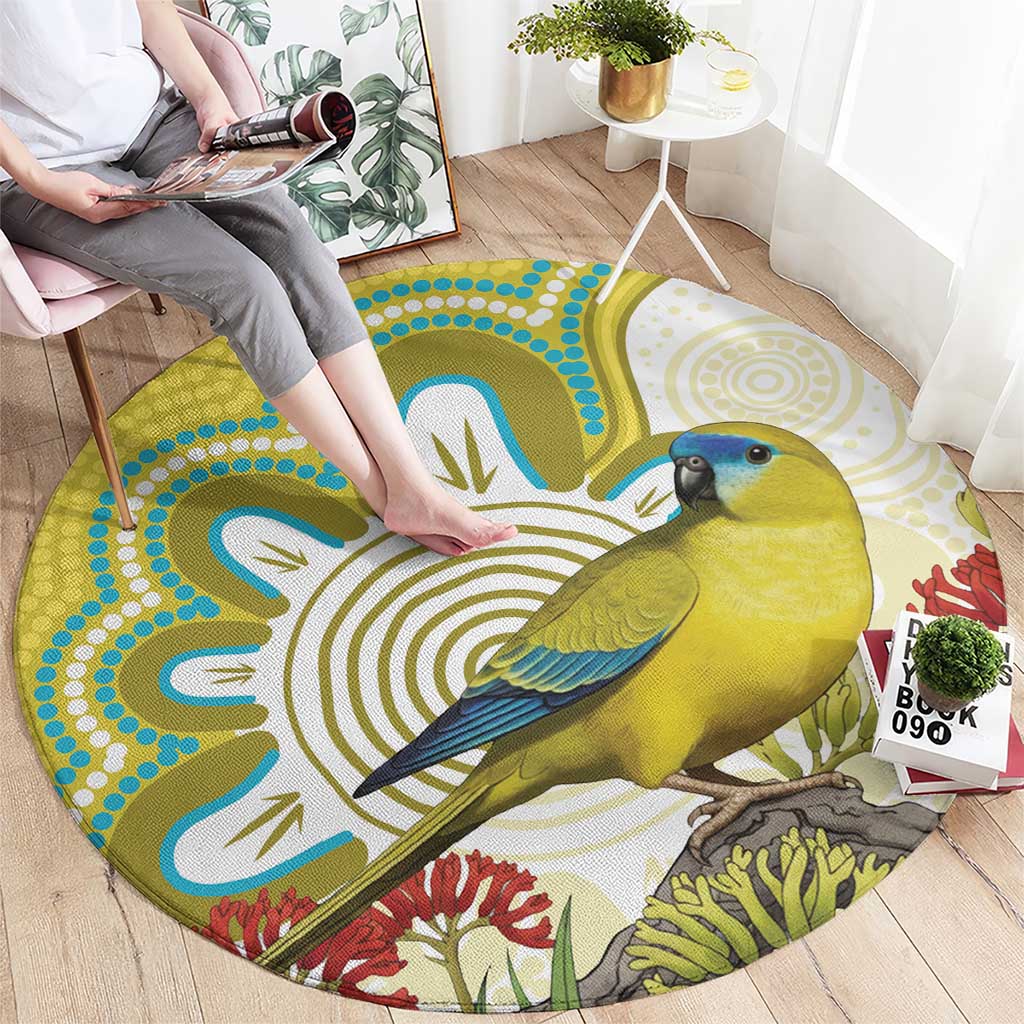 Australia Rock Parrot Round Carpet Kangaroo Paws Indigenous Art - Aussie Hoodie