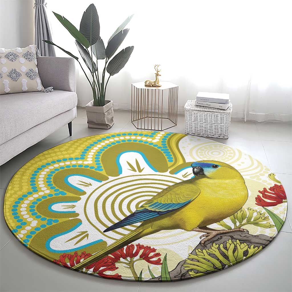 Australia Rock Parrot Round Carpet Kangaroo Paws Indigenous Art - Aussie Hoodie