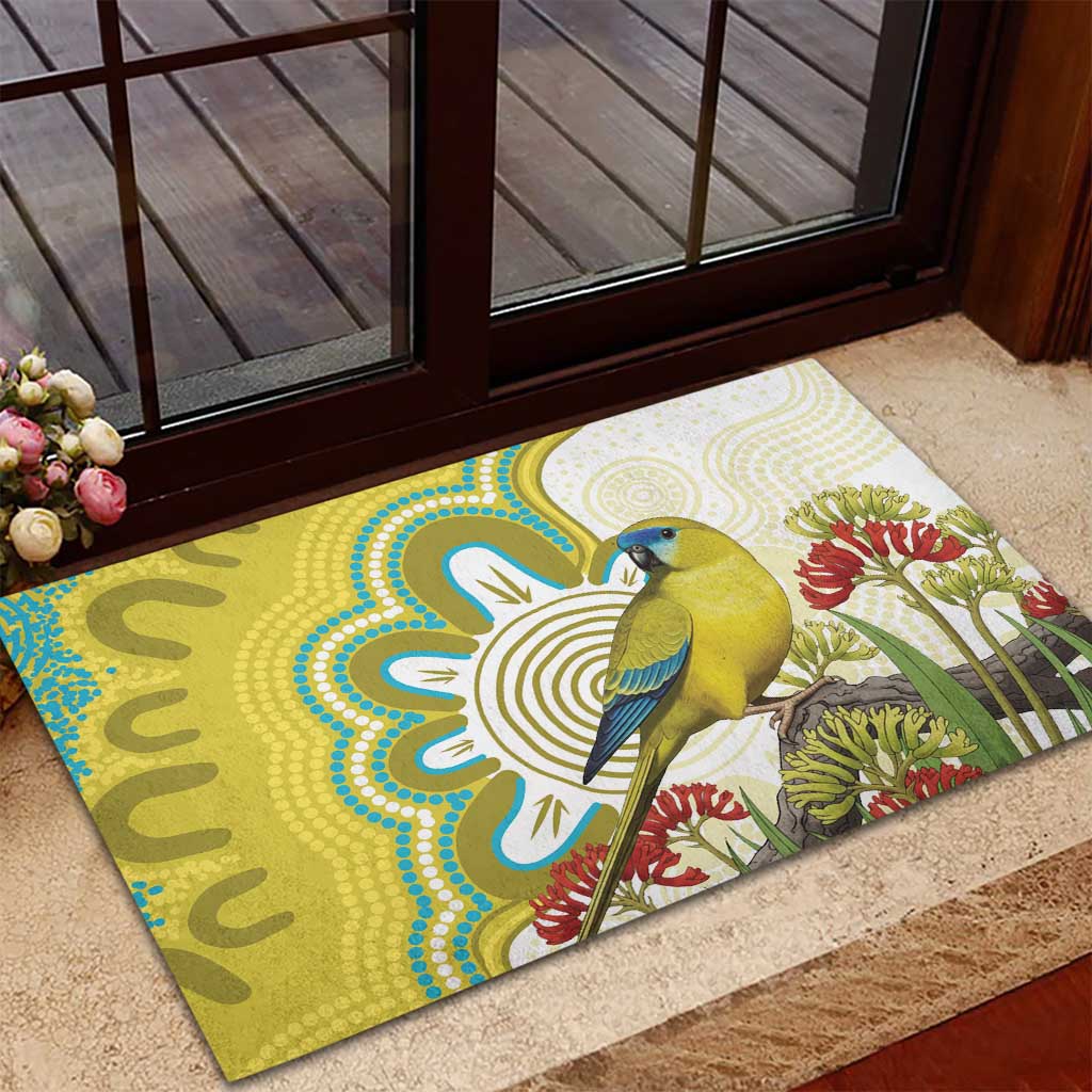 Australia Rock Parrot Rubber Doormat Kangaroo Paws Indigenous Art - Aussie Hoodie