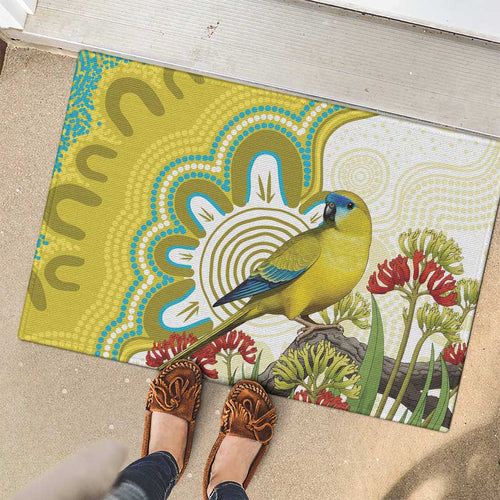 Australia Rock Parrot Rubber Doormat Kangaroo Paws Indigenous Art - Aussie Hoodie