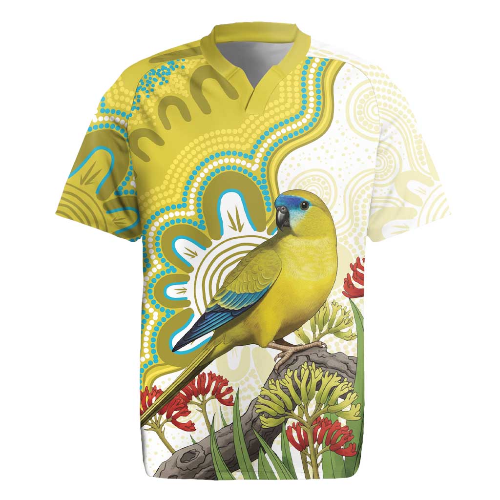 Australia Rock Parrot Rugby Jersey Kangaroo Paws Indigenous Art - Aussie Hoodie