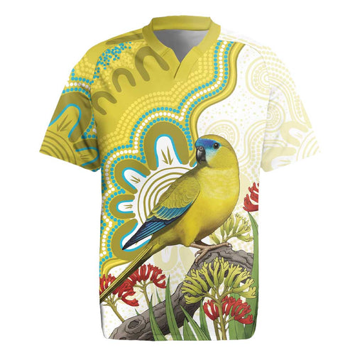 Australia Rock Parrot Rugby Jersey Kangaroo Paws Indigenous Art - Aussie Hoodie