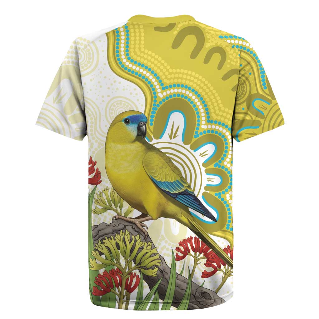 Australia Rock Parrot Rugby Jersey Kangaroo Paws Indigenous Art - Aussie Hoodie