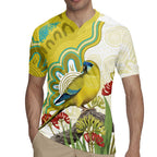 Australia Rock Parrot Rugby Jersey Kangaroo Paws Indigenous Art - Aussie Hoodie