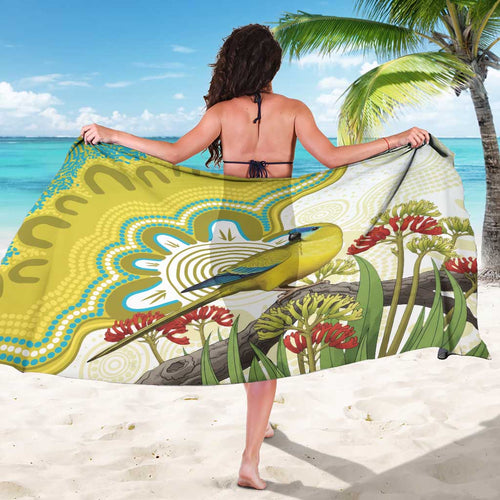 Australia Rock Parrot Sarong Kangaroo Paws Indigenous Art - Aussie Hoodie