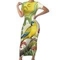 Australia Rock Parrot Short Sleeve Bodycon Dress Kangaroo Paws Indigenous Art - Aussie Hoodie