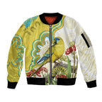 Australia Rock Parrot Sleeve Zip Bomber Jacket Kangaroo Paws Indigenous Art - Aussie Hoodie