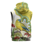 Australia Rock Parrot Sleeveless Hoodie Kangaroo Paws Indigenous Art - Aussie Hoodie