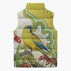 Australia Rock Parrot Sleeveless Puffer Jacket Kangaroo Paws Indigenous Art - Aussie Hoodie