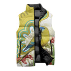 Australia Rock Parrot Sleeveless Puffer Jacket Kangaroo Paws Indigenous Art - Aussie Hoodie