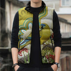 Australia Rock Parrot Sleeveless Puffer Jacket Kangaroo Paws Indigenous Art - Aussie Hoodie