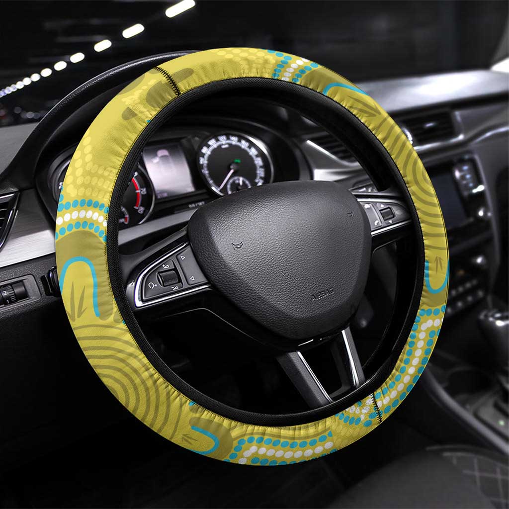 Australia Rock Parrot Steering Wheel Cover Kangaroo Paws Indigenous Art - Aussie Hoodie