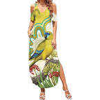 Australia Rock Parrot Summer Maxi Dress Kangaroo Paws Indigenous Art - Aussie Hoodie