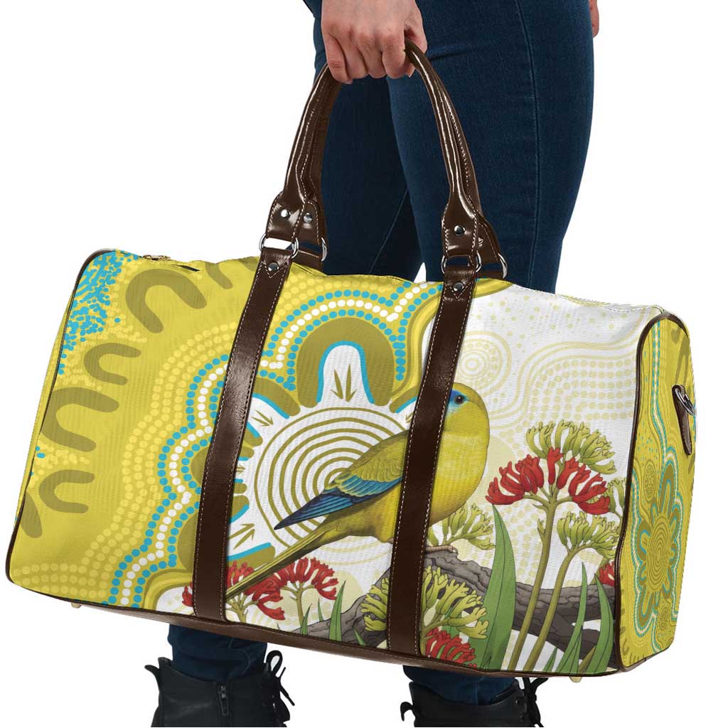 Australia Rock Parrot Travel Bag Kangaroo Paws Indigenous Art - Aussie Hoodie