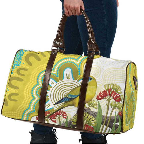 Australia Rock Parrot Travel Bag Kangaroo Paws Indigenous Art - Aussie Hoodie