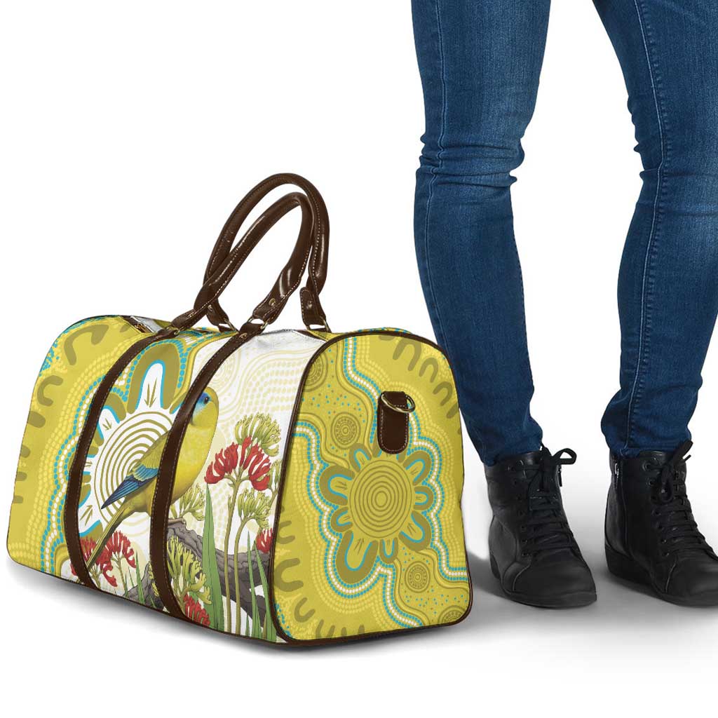 Australia Rock Parrot Travel Bag Kangaroo Paws Indigenous Art - Aussie Hoodie