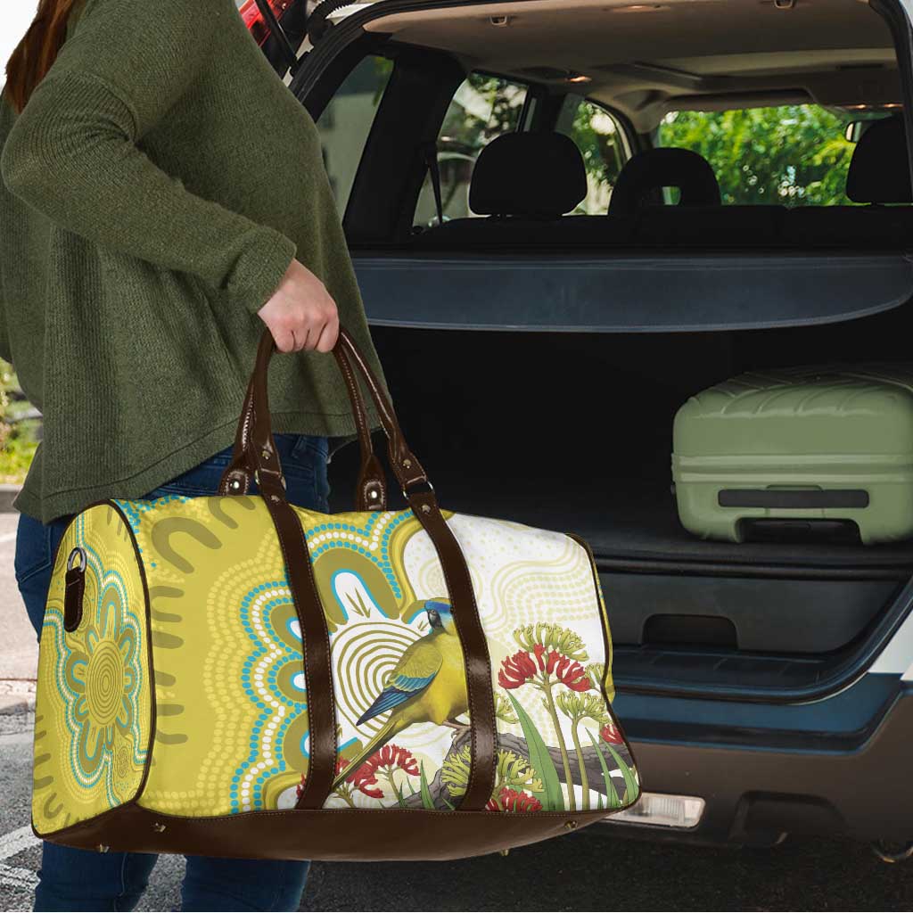 Australia Rock Parrot Travel Bag Kangaroo Paws Indigenous Art - Aussie Hoodie