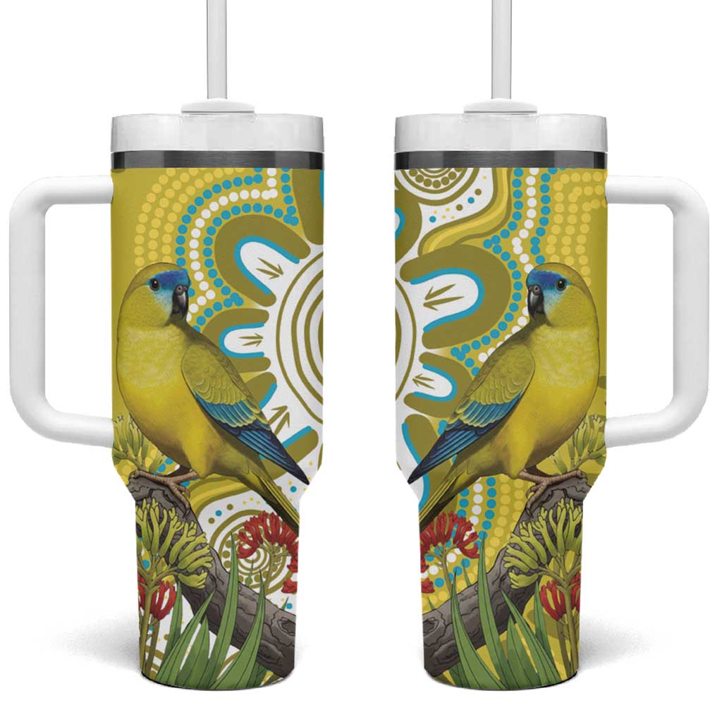 Australia Rock Parrot Tumbler With Handle Kangaroo Paws Indigenous Art - Aussie Hoodie