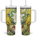 Australia Rock Parrot Tumbler With Handle Kangaroo Paws Indigenous Art - Aussie Hoodie